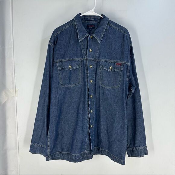 Tommy Hilfiger Tommy Jeans Mens'' Sz L L/S Blue Denim Button Front Shirt - Picture 1 of 8